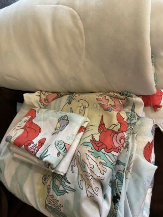 Vtg Disney Twin Comforter,  Sheets,  Blanket,  The Little Mermaid Ariel - 90s Rare