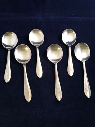 Vintage A.  E Poston & Co.  Ltd 5 3/4” A1 Silverplate Fruit Spoons Art Deco Pattern
