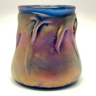 Magic Sands Glass Studios Peter Vizzusi Rare Iridescent Blue Art Glass Vase