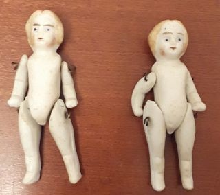 Antique Bisque Porcelain Miniature Jointed Baby Dolls