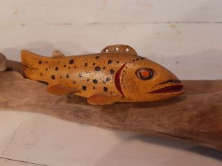 Rare and early 1990’s Ralph Hocker Jr.  Cadillac Style Trout fish spearing decoy. 2