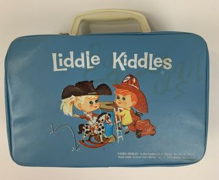 Vintage 1965 Mattel Liddle Kiddles Blue Vinyl Doll Carrying Case With Handle