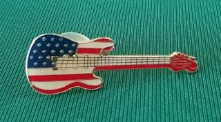 Vintage Usa Flag Red White Blue Guitar Collectible Enamel Pin Look Rare