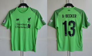 Rare Liverpool Fc 13 Alisson Becker 2018/2019 Goalkeeper Shirt Jersey Size M