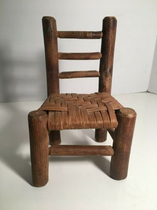 Vintage Wood And Wicker Doll Size Rocking Chair 9.  5 " X 5 " X 6 "