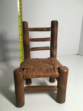 Vintage Wood and Wicker Doll Size Rocking Chair 9.  5 
