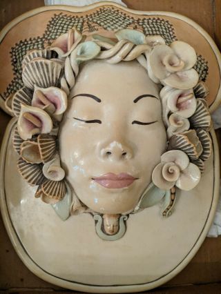 Vintage Signed Jillian Barber 1984 Rare Art Pottery Mask Sculpture