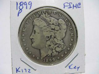 Very Rare 1899 P Morgan Dollar Fine Estate Coin K172