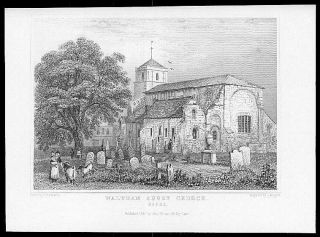 1835 Essex Antique Engraving View Of Waltham Abbey Church (68)