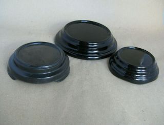 Antique Black Glass Display Stands X 3