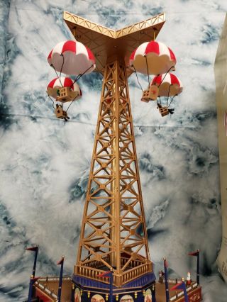 RARE Mr.  Christmas Gold Label World ' s Fair Parachute Ride Lights Parachutes Work 3