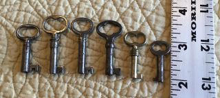Vintage Antique 6 Keys Furniture Lock Skeleton Open Barrel Cabinet Door Keys