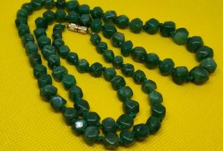 Antique Vintage Hand Carved Natural Jade/hardstone Bead Necklace 66cm - 56g