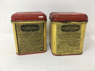 2 Vintage Empty Ointment Tin Phillips Corona Ointment /skin Lubricant/wounds