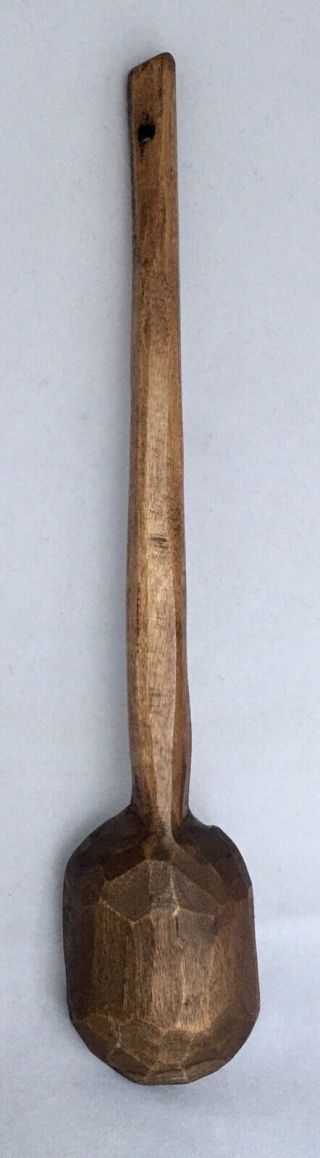 Vintage Antique Primitive Whittled Hand Carved Wooden Spoon