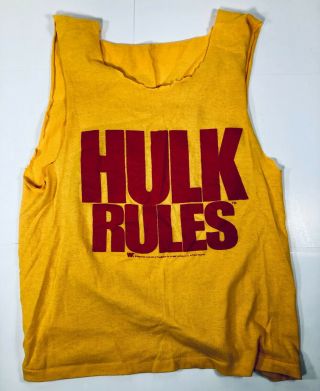 Rare Vintage Wwf Hulk Hogan T - Shirt Hulkster Rules Yellow Tank Top [size Small]