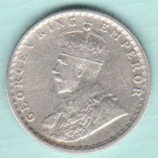 BRITISH INDIA 1917 KING GEORGE V 1/4 RUPEE RARE SILVER COIN 2