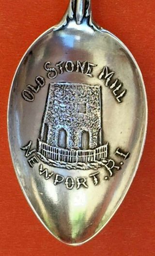 Fancy Newport Rhode Island Old Stone Mill Sterling Silver Souvenir Spoon