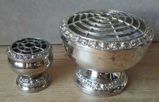 2 X Vintage - Ianthe - Silver Plated Rose Bowls / Vases - Made In England