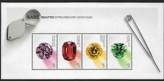 Rare Beauties Gemstones Set Of 4 In Mini Sheet Muh/mnh As Issued