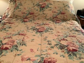 Vintage Rare Ralph Lauren Elsa Grasslands Queen Bed Quilted Comforter Good Con.