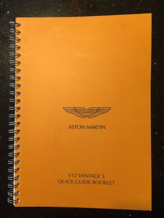 Aston Martin V12 Vantage S,  Dealer Launch Guide Brochure Booklet - Rare Item