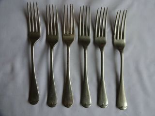 Art Deco Nevada Silver Plated Dinner Forks X 6 " Old English " Mixed Makers 20 Cm