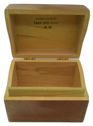 Vintage 1971 Wayne Novelty Dove Tailed Wood Index Card File Box Retro Office