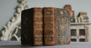 Rare Antique Old Italian Estate 2 Vol Book Set Of Metastasio 1820 Scarce