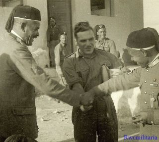 Port.  Photo: Rare German Afrika Korps Feldwebel W/ Italian Native Troops; Libya
