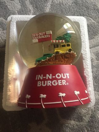 Rare In - N - Out Burger Musical Glass Water Snow Globe