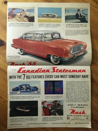 Very Rare 1955 Canada Canadian Ad Nash Canadian Statesman Amc American Motors