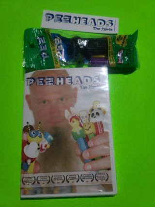 Pez Heads The Movie/dvd/movie Reel Dispenser And Sticker Very Rare