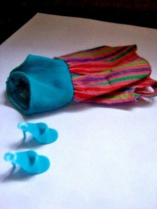 Vintage Mattel Barbie Doll American Girl Swimming Costume Turquoise Japan Shoes