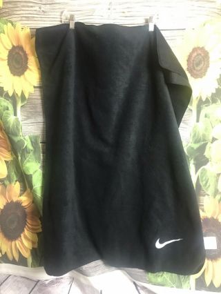 VTG Nike fleece blanket black w/ white logo RARE 2
