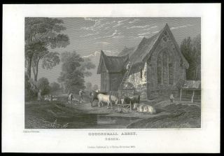 1835 Essex - Antique Engraving View Of Coggeshall Abbey (9)