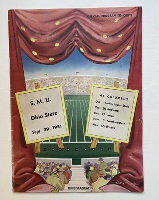 1951 Ohio State V Smu - Woody Hayes 1st Game / Debut Head Coach - Rare Program
