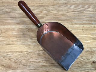 Vintage Quality Copper Coal Shovel With Wooden Length 27 Cm