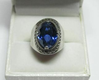 Rare Vintage Soviet Ussr Antique Ring Sterling Silver 875 Sapphire Size 6.  5
