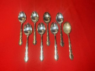 Oneida 1881 Rogers Flirtation Oval Soup Place Spoons Silverplate 6 3/4” Set Of 8