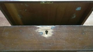 Vintage Small Wooden Hinge Lid Box With Key 2