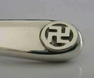 Heavy Rare Swastika Sterling Silver Butter Spreader 1912 Antique All Silver 48g