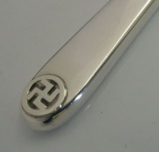 HEAVY RARE SWASTIKA STERLING SILVER BUTTER SPREADER 1912 ANTIQUE ALL SILVER 48g 3