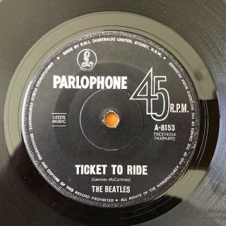 The Beatles - Rare Aussie Parlophone 45 " Ticket To Ride " 1965 Ex