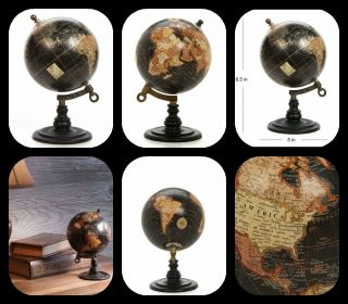 5 Inches Table Top World Globe Decorative Desk Décor Tabletop Display Black