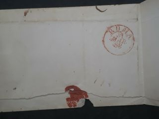 RARE 1858 Papal States Folded Cover ties 5 Baj stamp Fano to Rome 3