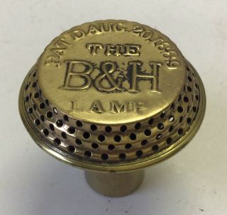 Antique 1889 Brass B & H Mushroom Cone Oil Lamp Flame Spreader Bradley & Hubbard