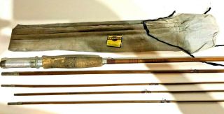 Rare Hibbard Vintage Bamboo Fly Rod 81/2 / 9ft - - Model 103.  5 G With Extra Tip