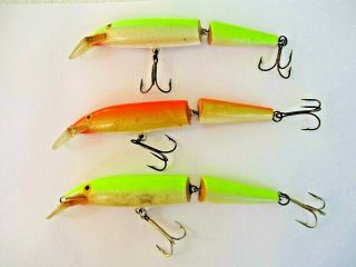Qty 3 Rapala J - 13 Jointed Fishing Lures Fluorescent