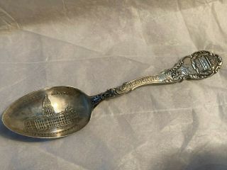 Denver,  Colorado Sterling Silver Souvenir Spoon,  Miner W/ Pickaxe